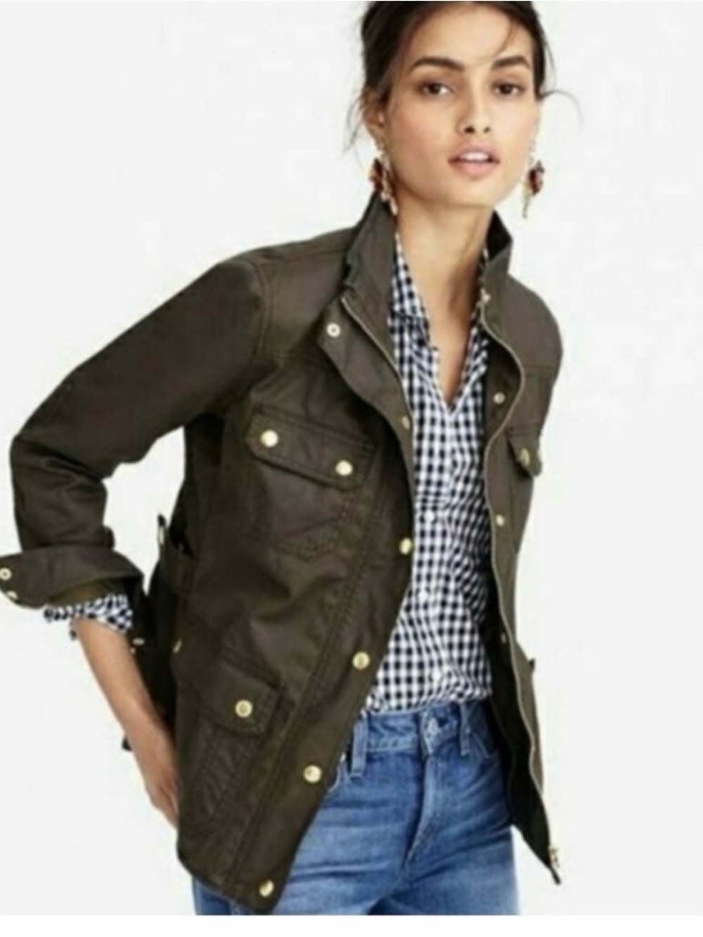 J.Crew | Downtown Field Jacket | Forest Green Utility Military Jacket | XS - Picture 5 of 14